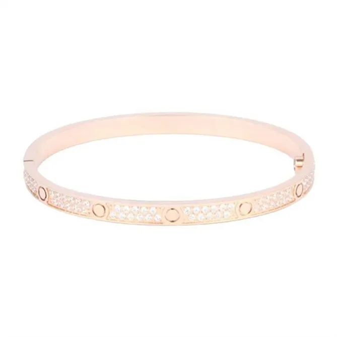 Mulheres Mens Pulseiras Designer Pulseiras De Aço Inoxidável Pulseiras De Ouro Rosa Pulseira De Prata Presente Dupla Linha Diamante Chave De Fenda Brace286a