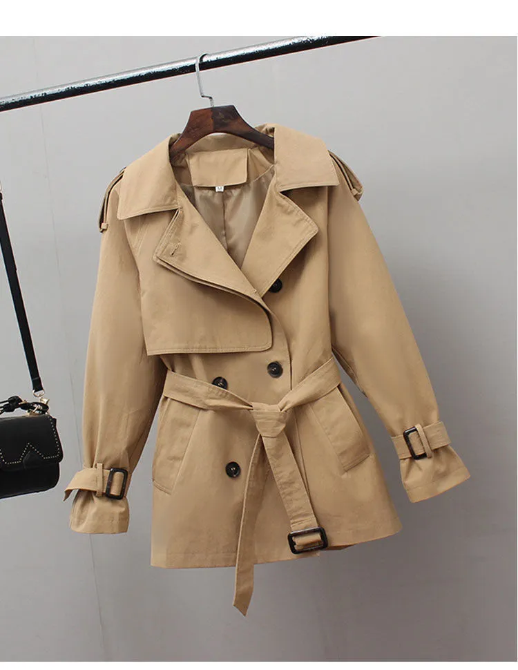 Moda Britânica Temperamento Windbreaker Casaco feminino Spring Autumn Cale Trench Coat Allmatch Casaco Short Lady Jaqueta 220812