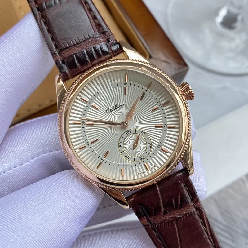 2022 Nuovi orologi da uomo di lusso a tre punti Piccolo ago che esegue i secondi 39 mm di diametro Orologio al quarzo di alta qualità LOGO del marchio leath235B