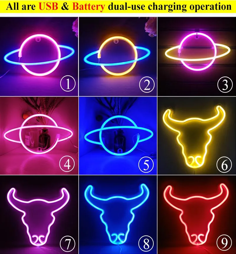 야간 조명 스타일 LED 어린이 방 어린이 방 아이를위한 네온 라이트 사인 침실 파티 웨딩 장식 벽 예술 램프 XMA