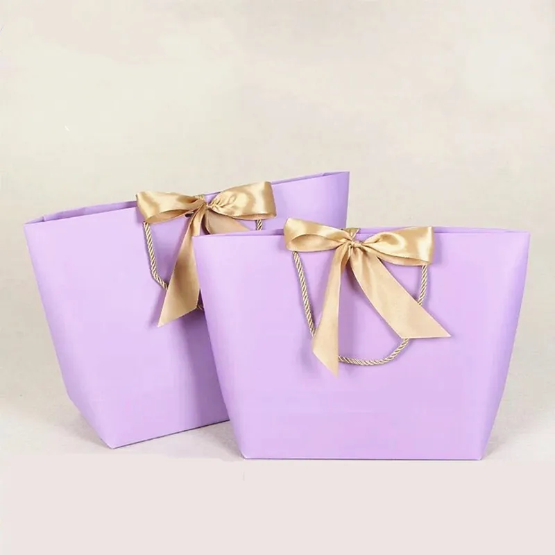 10 pièces grande taille boîte-cadeau emballage poignée en or papier cadeau sacs papier Kraft avec poignées mariage bébé douche fête d'anniversaire 220331303W