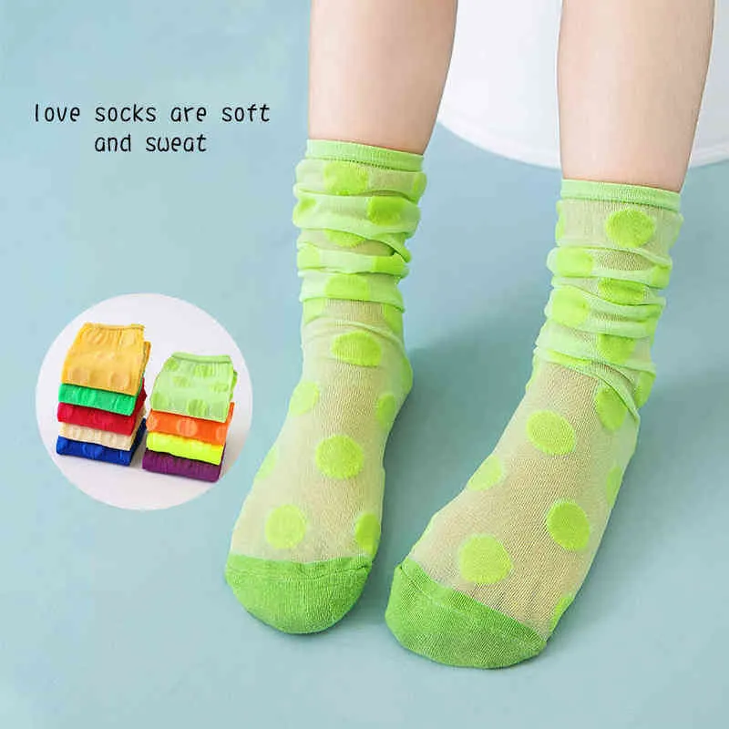 Frühling Sommer Mädchen Knie Lange Röhre Socken Kinder Dünne Atmungsaktive Candy Farbe Punkte Prinzessin Strümpfe für Baby Neue Kleidung Kleidung j220621