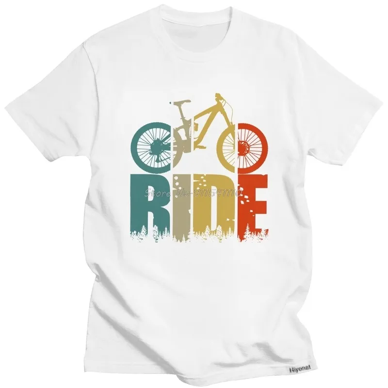 Retro Ride Dağ Bisiklet Tişörtlü Erkekler MTB Lover Tshirt Kısa Kollu Baskı Pamuk Tee Üst Bisikletçiler ve Bisikletçiler Hediye Giyim 220526