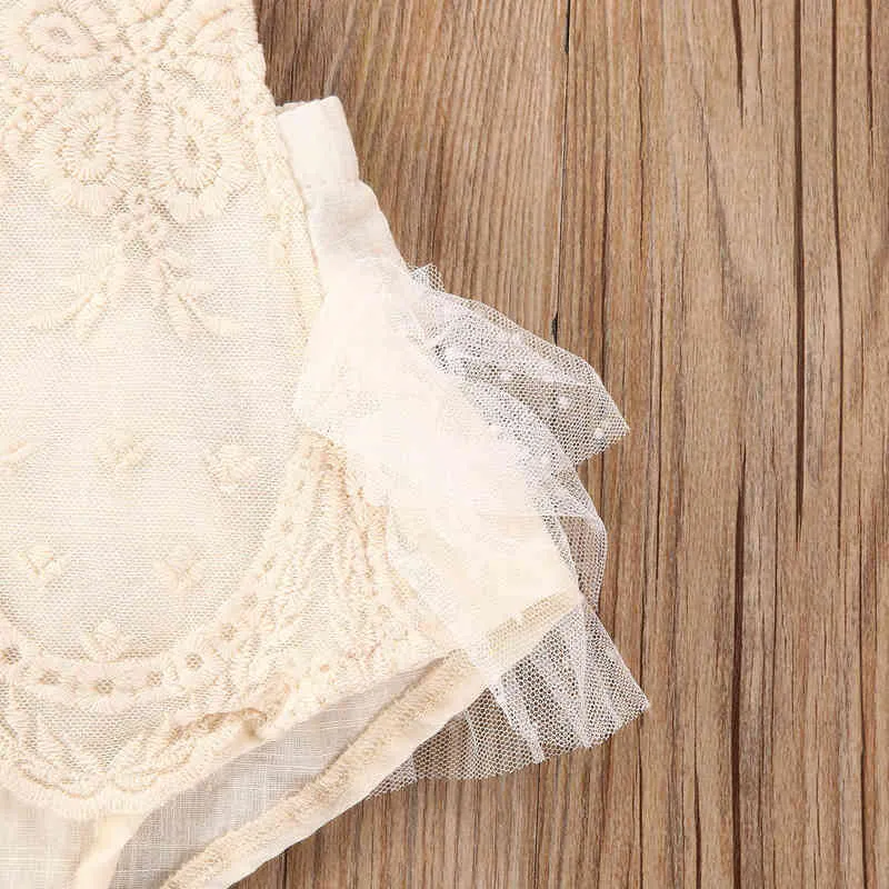 Recém-nascido meninas meninas de renda floral bordado vestido de macacão traje de macacão de traje de roupa