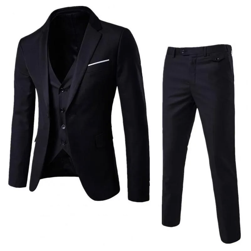 Formal Suit Pockets Korean Style Buttons Cuff Blazer Pants Men Suit Attractive 220817