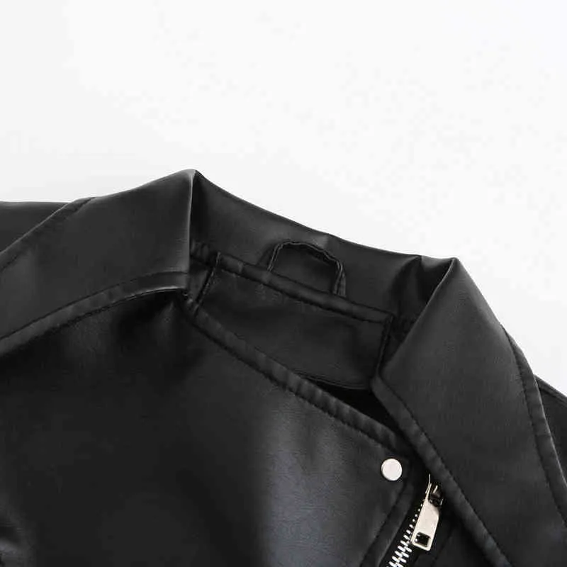 Женщины Cool Faux Leather Jacket с длинным рукавом молния на молнии