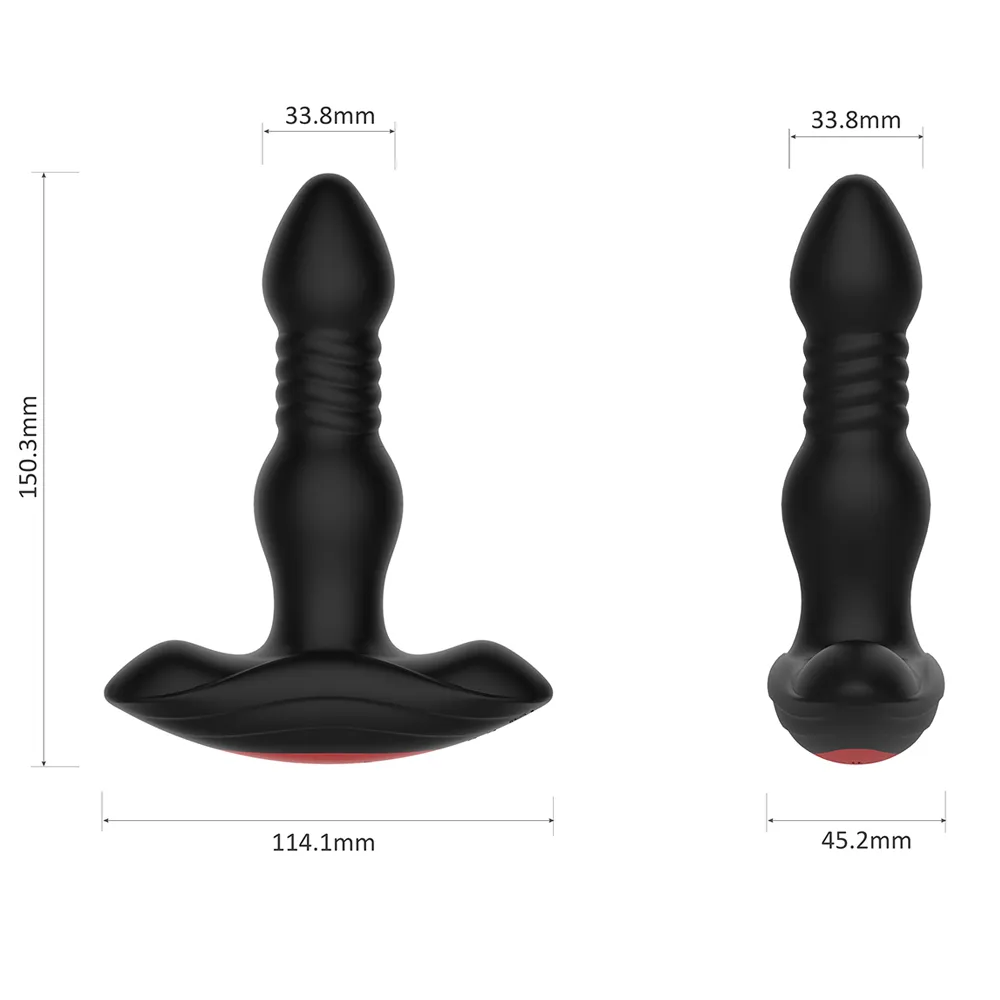 10 hastigheter Automatisk teleskopisk manlig prostata massager Trådlös fjärrkontroll THROSTING BUTT PLUG Anal Vibrator Sexiga leksaker för Men326K