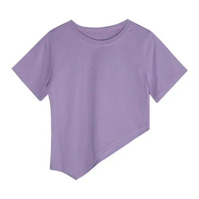 Camiseta de mangas curtas Han Versão coreana feminina de design multicolorido, hem simples e versátil e irregular 220514