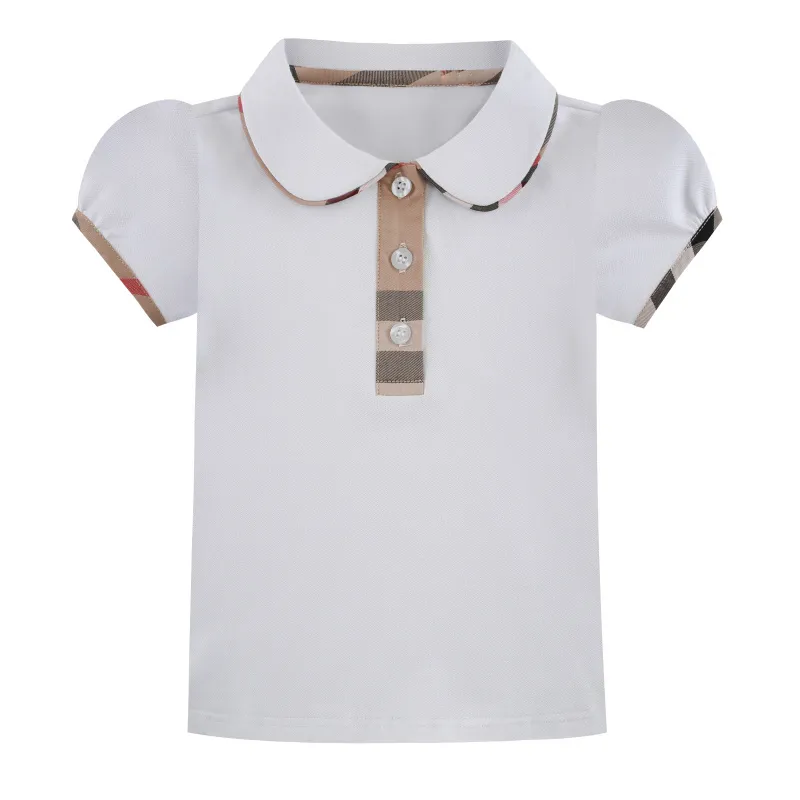 Dzieciowe odzież Dziewczyny Stripe T Shirt Turndown Obroź