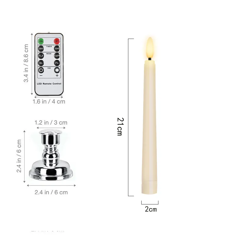 LED Electronic Candle With Timer Remote And Candlestick Fake Candle Flicker Year Christmas Decorative Table Window Candles 220527