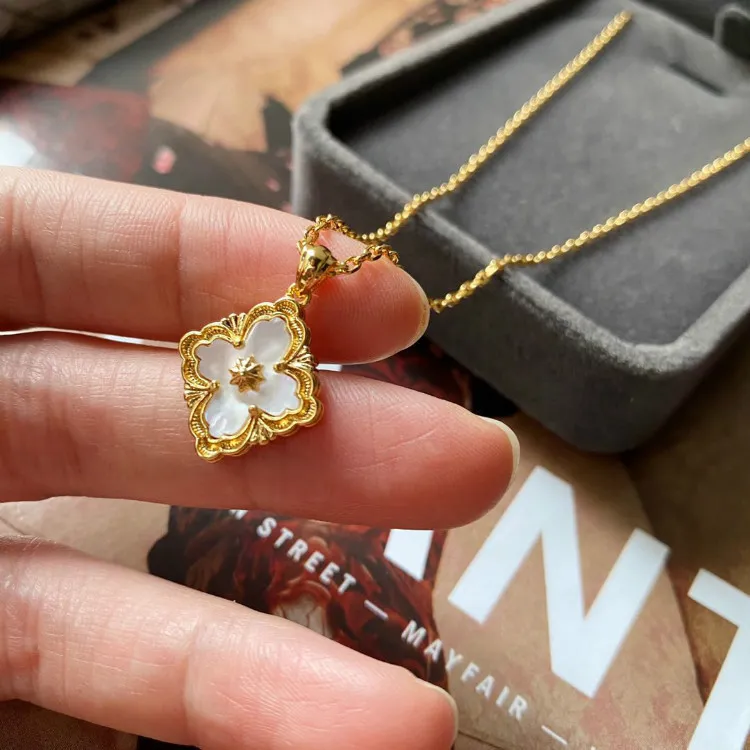 Роскошные дизайнерские ожерелья с подвесками из 18-каратного золота с клевером для женщин, колье с крестообразной цепочкой, итальянский известный бренд, ретро, винтажное дворцовое ожерелье Pa353i