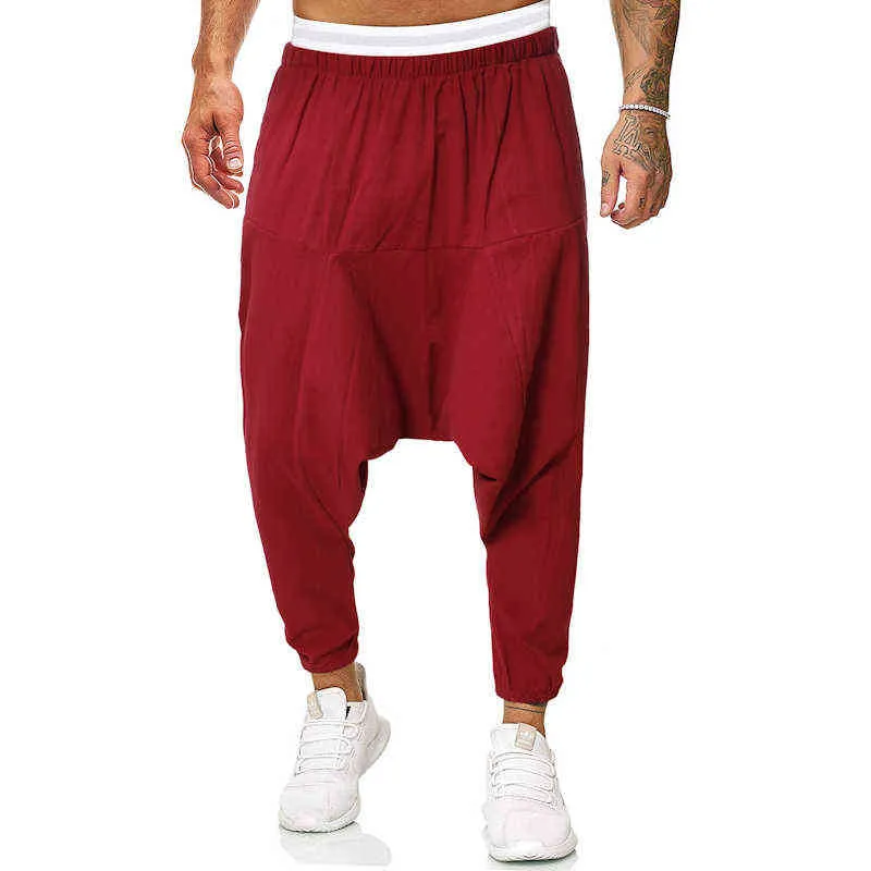 2022 MĘŻCZYZN LENN Cross Cross Pants Męskie spodnie haremowe Mężczyźni Solidne czarne spodnie Męskie Hiphop Joggers Man Streetwear szerokie nogi Pants L220706