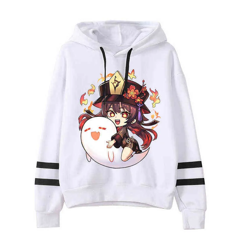 Felpa con cappuccio Cartoon Hu Tao Kawaii Open World Adventure Game Felpa con cappuccio Genshin Impact Felpe con cappuccio da donna Graphic Streetwear Y220713