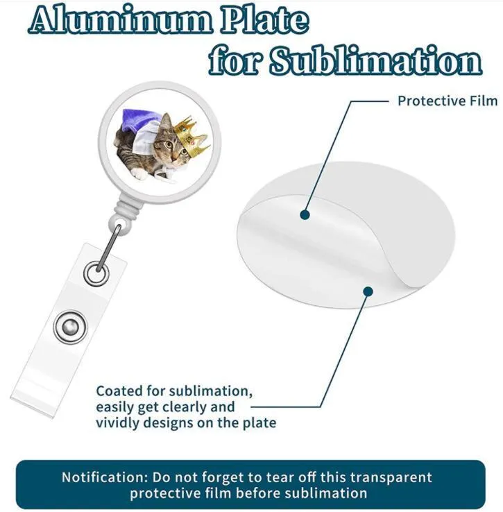 Sublimation DIY ID-Halter Name Tag Kartenschlüssel Badge Rollen runde feste plastische Clip-On Retacriactable Pull Reel SXMY19