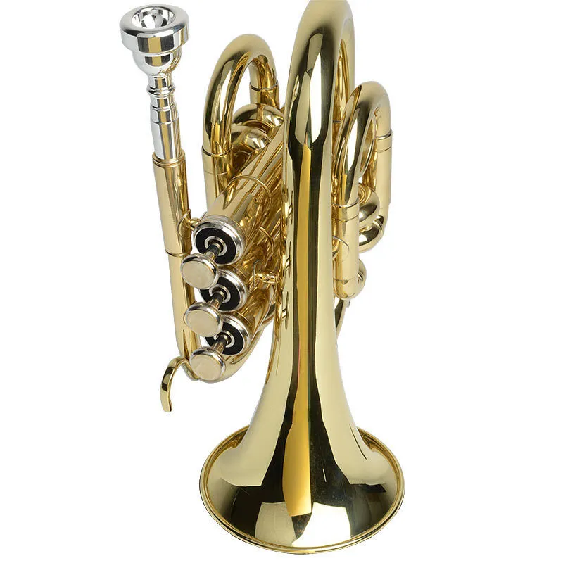 Wysokiej jakości profesjonalny trąbka mosiężna złota kieszonkowa Trąbowa B-flat profesjonalna klasa profesjonalna Jazz Instrument Numer palmy