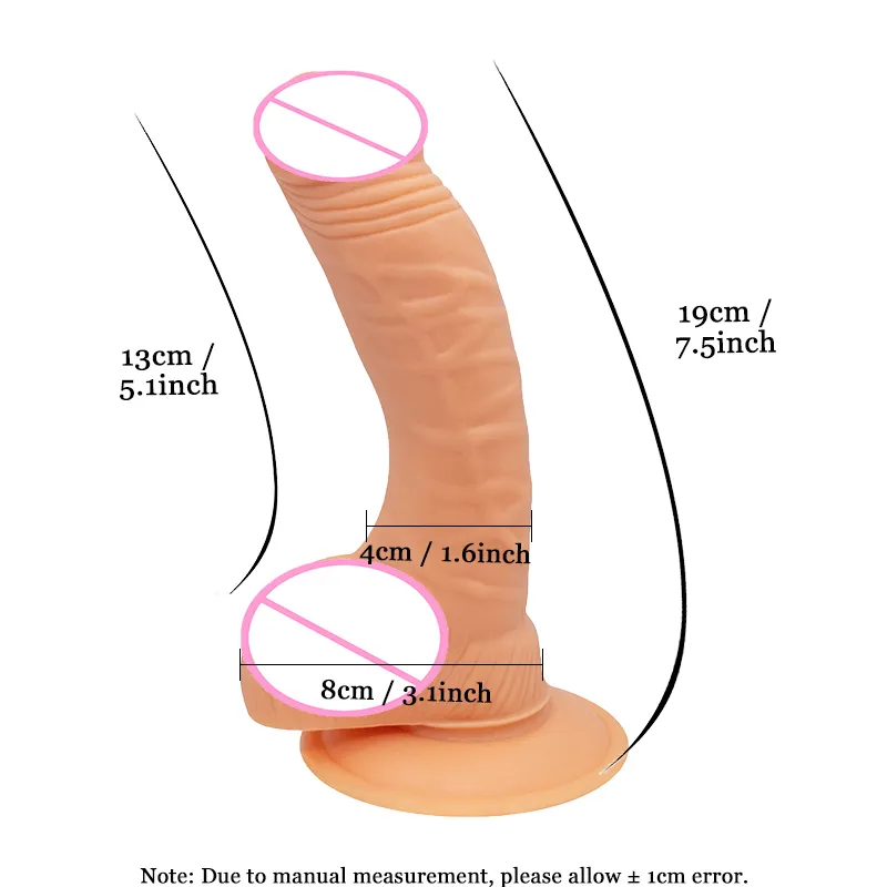 منحني قضبان الشفط واقعية CUT CUP G-SPOT Rubber Penis على لعبة Sexy Sexy Toy الاصطناعية للأزواج