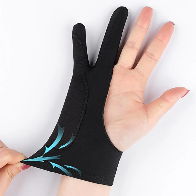 Fem fingrarhandskar Tvåfingers konstnär Anti-Touch Glove för att rita tablett höger och vänster Anti-Fouling Screen Board245w