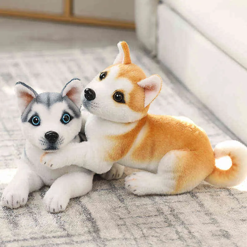 PC CM Kawaii Simulation Dogs Cuddle Beautiful Husky Dalmatian Akita Shar Pei Peluche fyllda dockor Baby Kids Födelsedagspresenter J220704