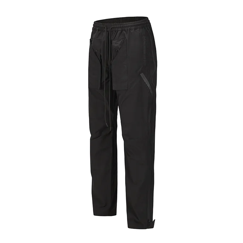 Pantaloni cargo da moto impermeabili con coulisse con cerniera laterale Vibe Style Pantaloni casual larghi neri da uomo Harajuku Streetwear 220622
