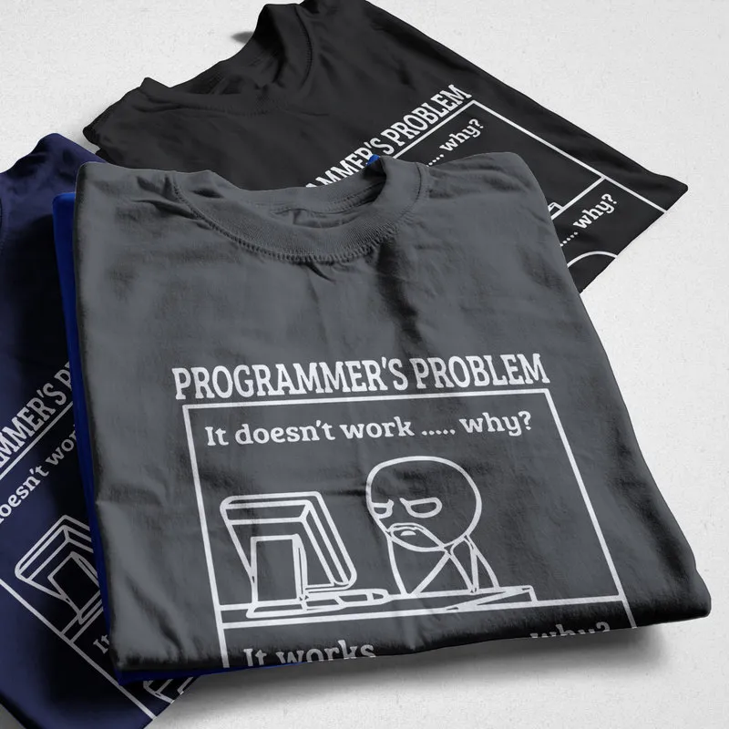 COOLMIND 100% Baumwolle Lustige Druck Programmierer Problem Männer T Shirt Casual Sommer Männer T-shirt Lose Oneck T-shirt Herren T Shirts 220521