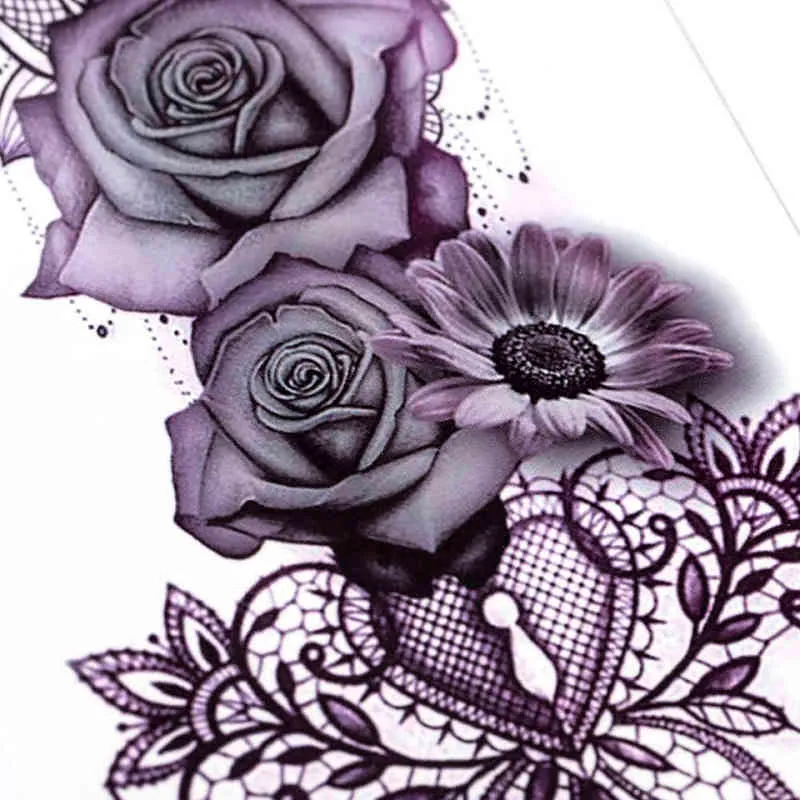 NXY tatouage temporaire beauté 1 pièce maquillage faux s autocollants Rose fleurs bras épaule étanche femmes grand Flash sur le corps 0330