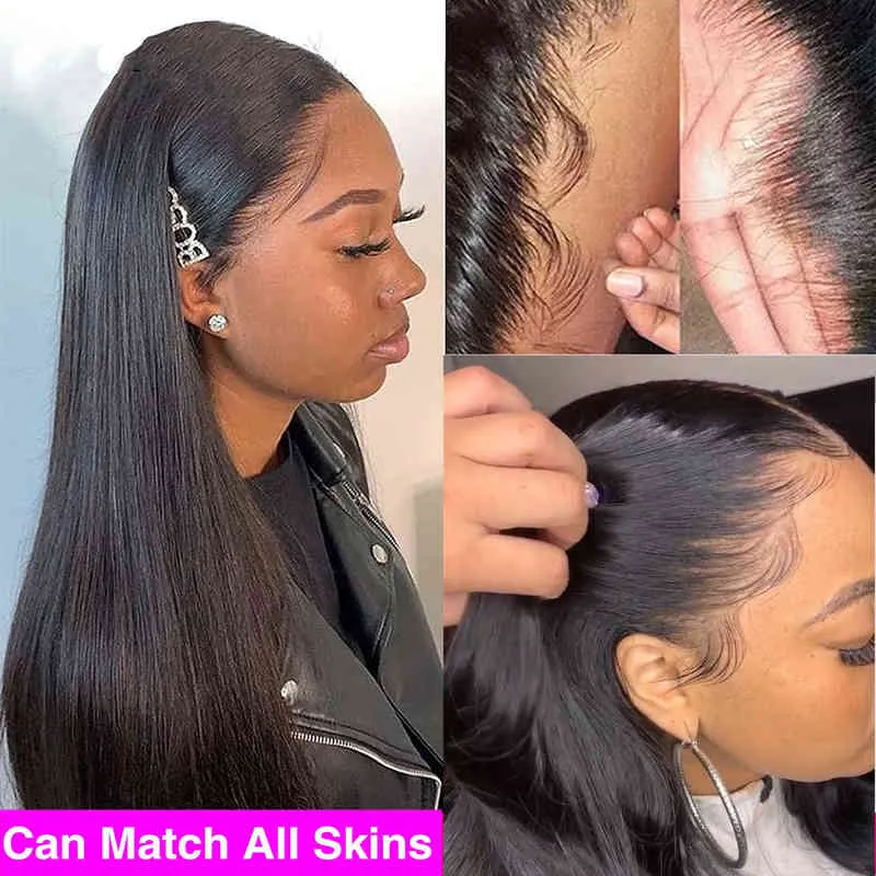 360 HD spets frontal peruk brasiliansk rak front mänskliga hår för kvinnor 13x4 till försäljning före plockad 220622
