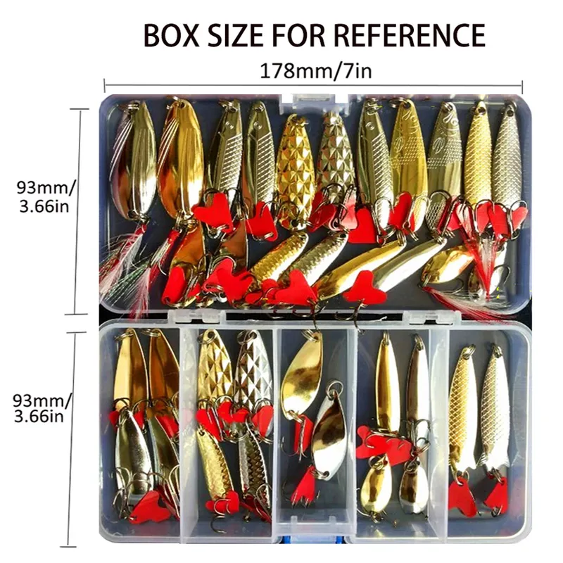 Brilliant Metal Jig Spoon Fishing Lere Lure Set Wobblers Kit Pike Spoon Bait Tackle Pesca isca Isca Artificiel 2205235375624