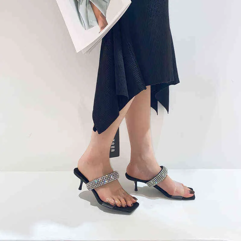Sandali donna 2022 marchio di lusso moda estate sexy cristallo Rhinone tacchi alti stiletto partito ZA scarpe donna pantofole 35-40 G220525
