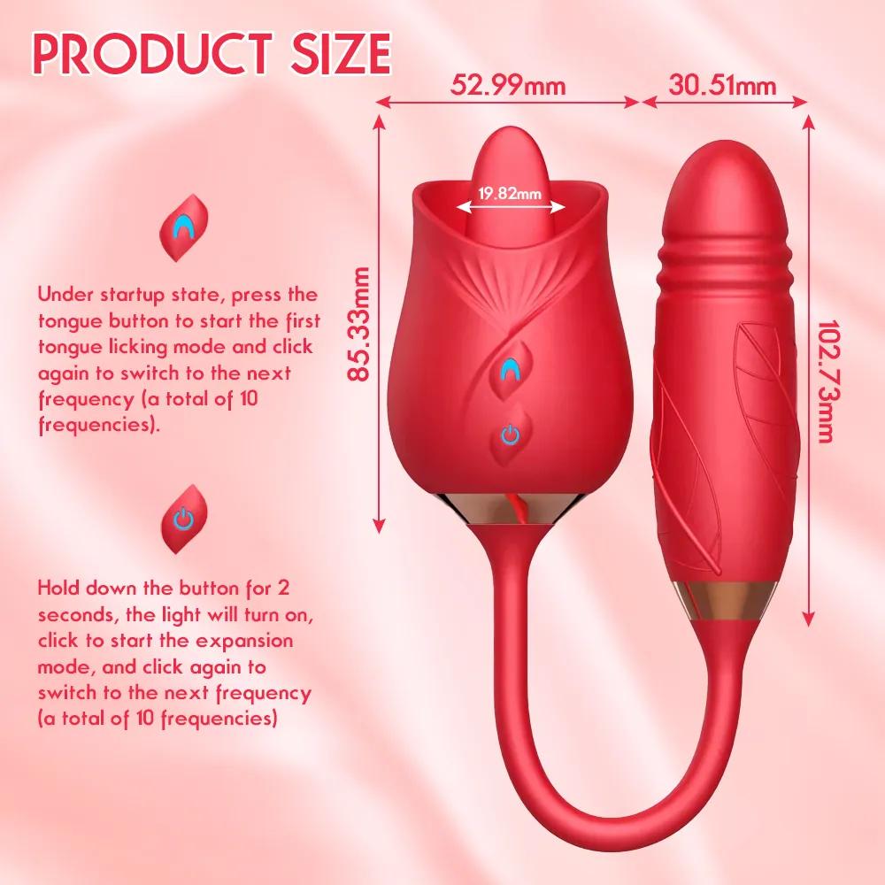 Rose Sucking Vibrator with Oral Tongue Strong 10 Licking Vibrating Modes Clit Vagina Massage sexy Toy for Women Adult Masturbator