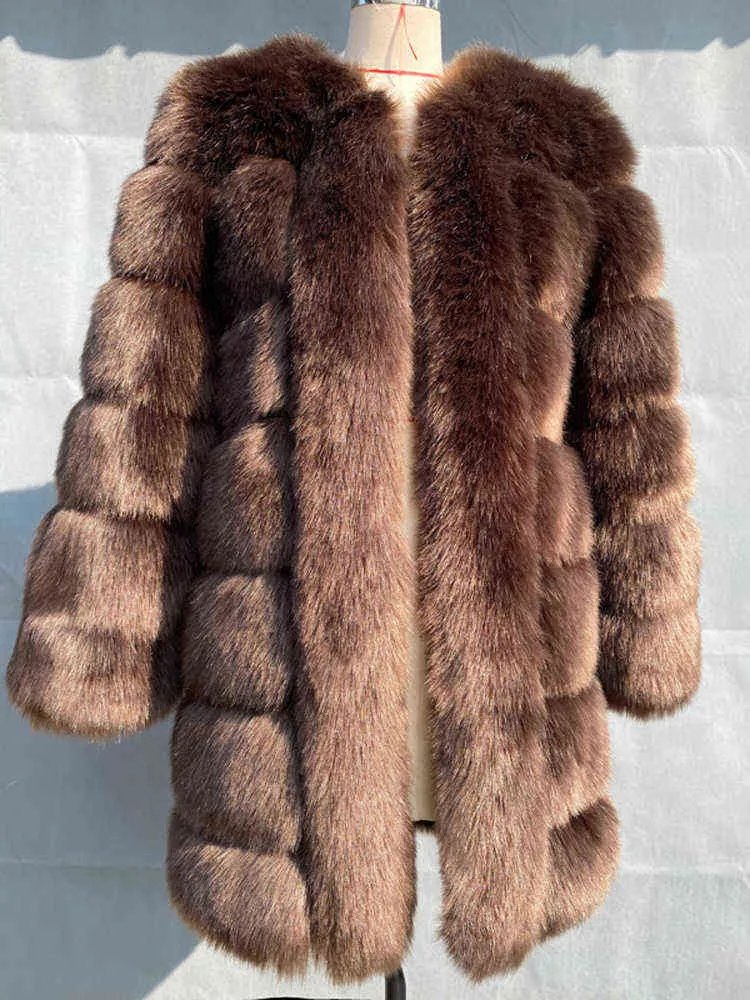 Zadorin Winter New Long Furry Fur Fur Coat Coat Coply Women Thick Warm Faux Fur Fur Jacket Stack Party Overteal Streetwear T220716