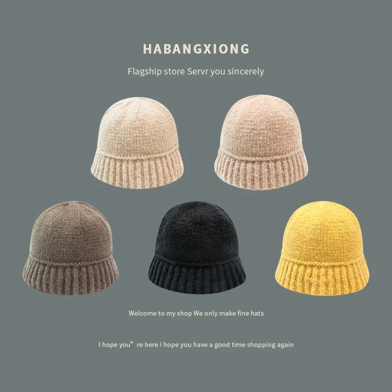 Fashion Winter Hat for Women Trocando lã Caps quente Dome panamá preto branco Vintage Fisherman Hats 220726