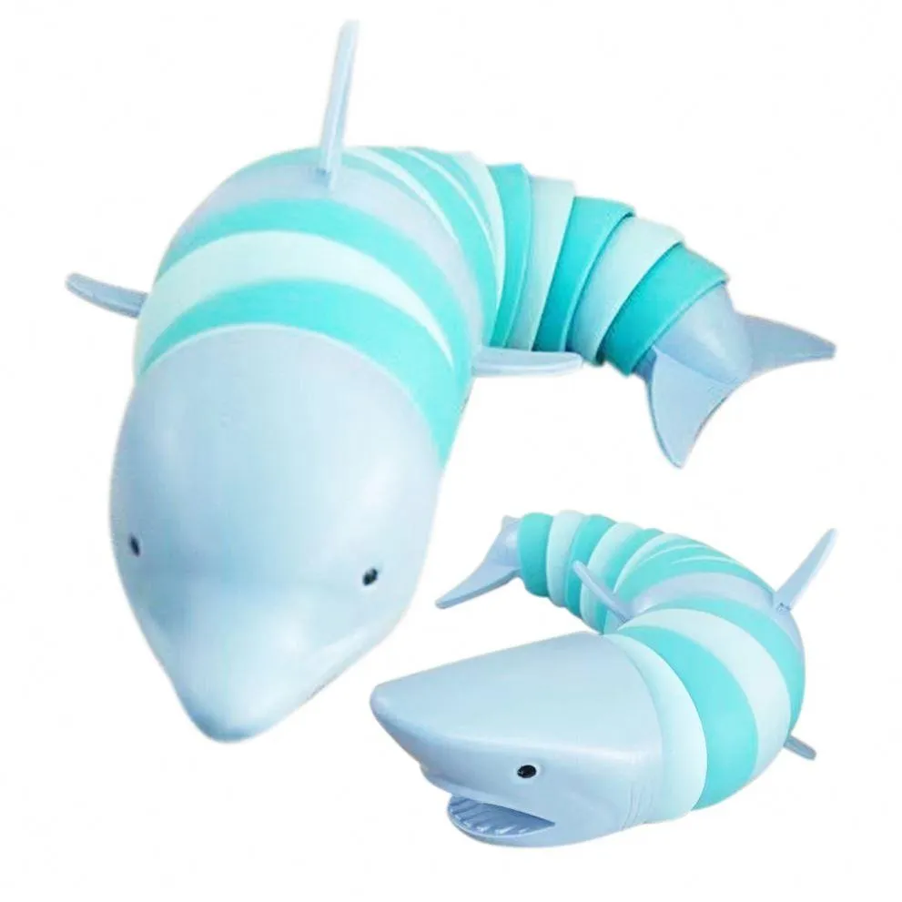 New Shark  Slug Fidget Toy Tiktok Anti stress Caterpillar Inchworm toy sea animal 3D finger twist slug fidget toy sxjul1