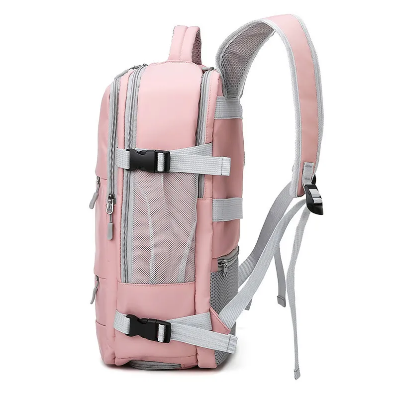 Rosa kvinnor reser ryggsäckvattenavvisande antitheft stilfull dagpackväska med bagage rem USB laddning port ryggsäck 220815
