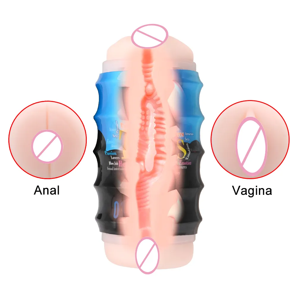 OLO Masturbatore maschile a doppio canale Ano vaginale Silicone Vagina realistica Figa Giocattoli sexy uomini Giocattolo erotico adulti