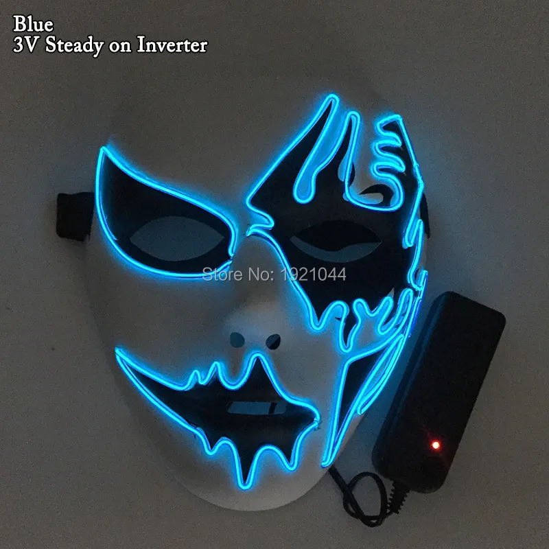 قناع Glow Party Cosplay Mask Neon LED Mask Mask Masque Masquerade أقنعة LED Light Up Props Glow في لوازم الأزياء المظلمة 22071172565
