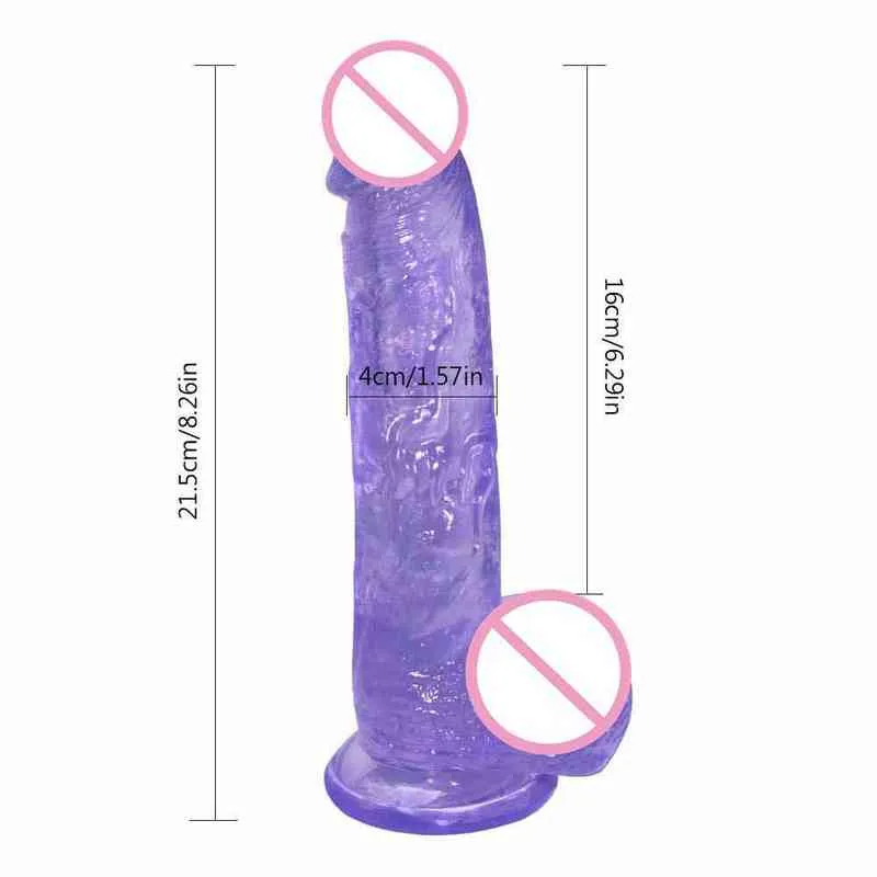 NXY Dildo's Dames S Gesimuleerde Masturbatie Crystal Jelly Penis Transparant Kleurrijke Zuig Backyard Anale Plug Adult 0316