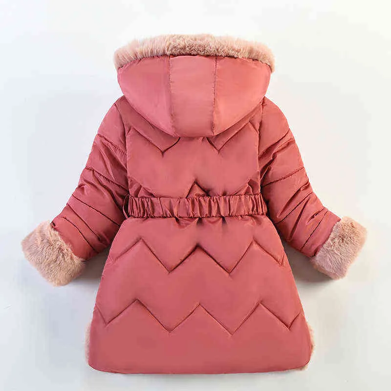 2021 Winter Girls Down Jacket Jackets Thick Warm Outerwear Jackets Children Clothes 6-10 Years Fashion Girl Plush Hooded Outerwear J220718