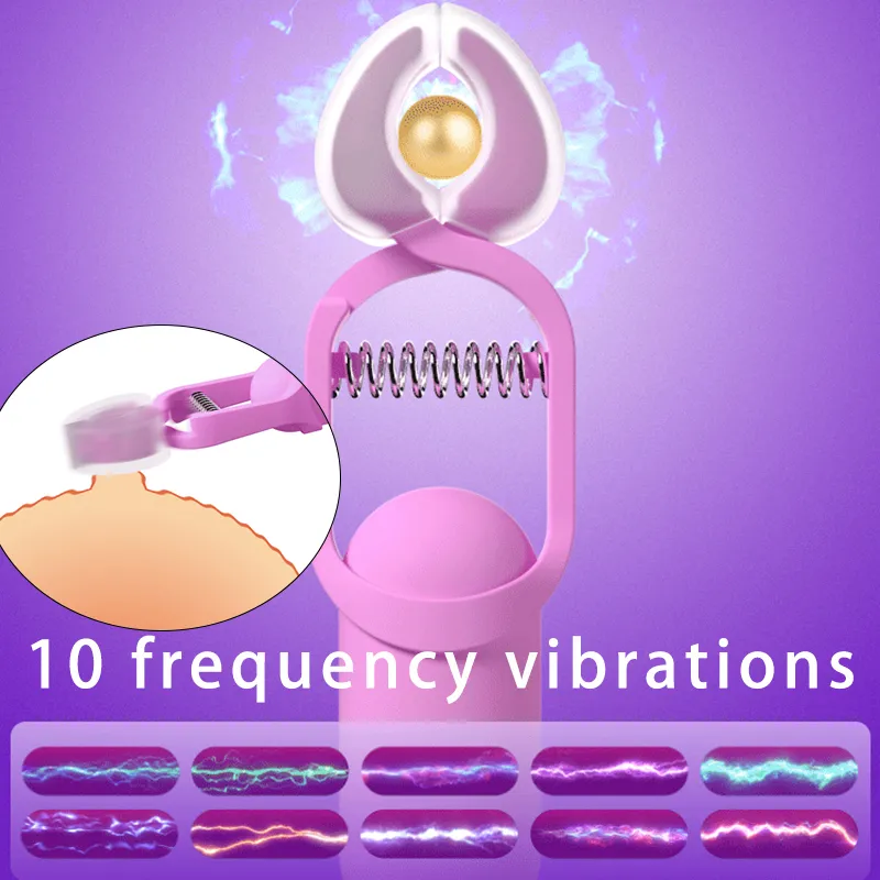 Wibrujące zaciski sutkowe 10 wibratorów częstotliwości klip łechetek Masaż piersi stymulacja żeńska seksowne zabawki dla kobiet