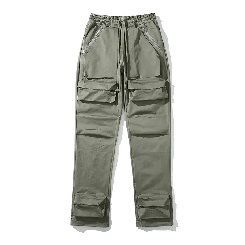 High Street multipocky Drawtring Overalls Mens Straight Vibe Style Oversize Casual Cargo Pants Hip Hop Losse Baggy Trousers 220622