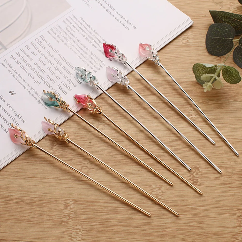 Épingles de cheveux chinoises vintage Femmes Stick Hanfu Metal Glaze Sticks for Hairpin Jewelry Hair Clip Accessoires Headsory