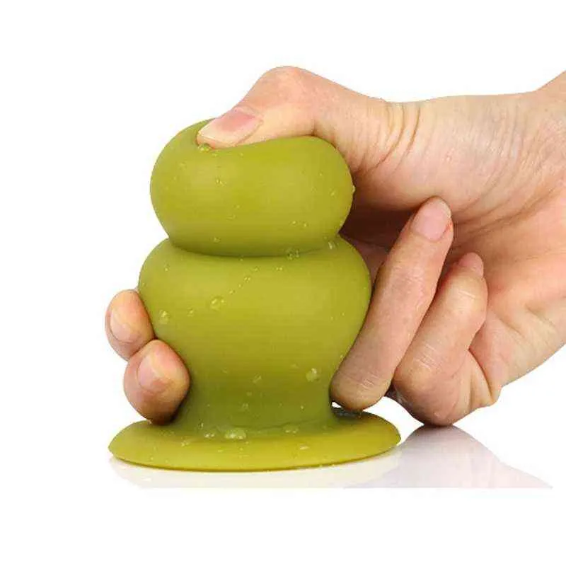 Nxy Anal Toys 4 Size Silicone Large Suction Cup Plug Sex Toy High Quality Anus Dildo Pull Bead Realistic Butt Masturbador Dilatador 220420