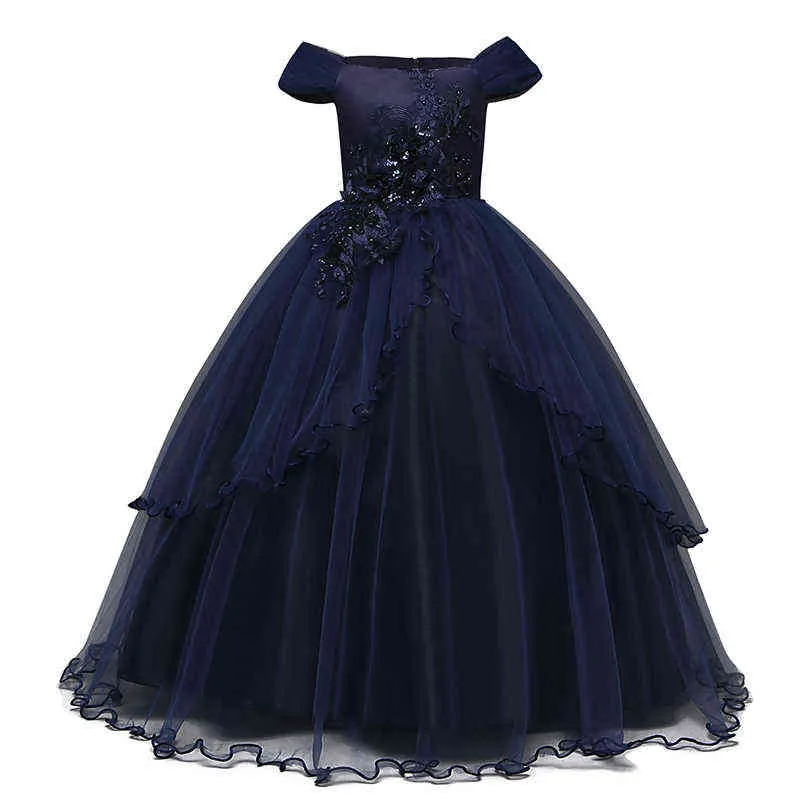 2022 Summer Teen Girls Floral Long Tutu Dress Wedding Bridesmaid Gown Princess Dresses Children Baby Girl Clothing Y220510