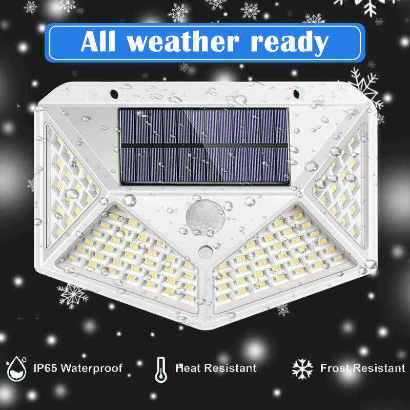 モーションセンサーを備えた新しい屋外ソーラー照明LEDモードソーラーウォールランプガーデンプールの装飾用の太陽光の街灯J220531