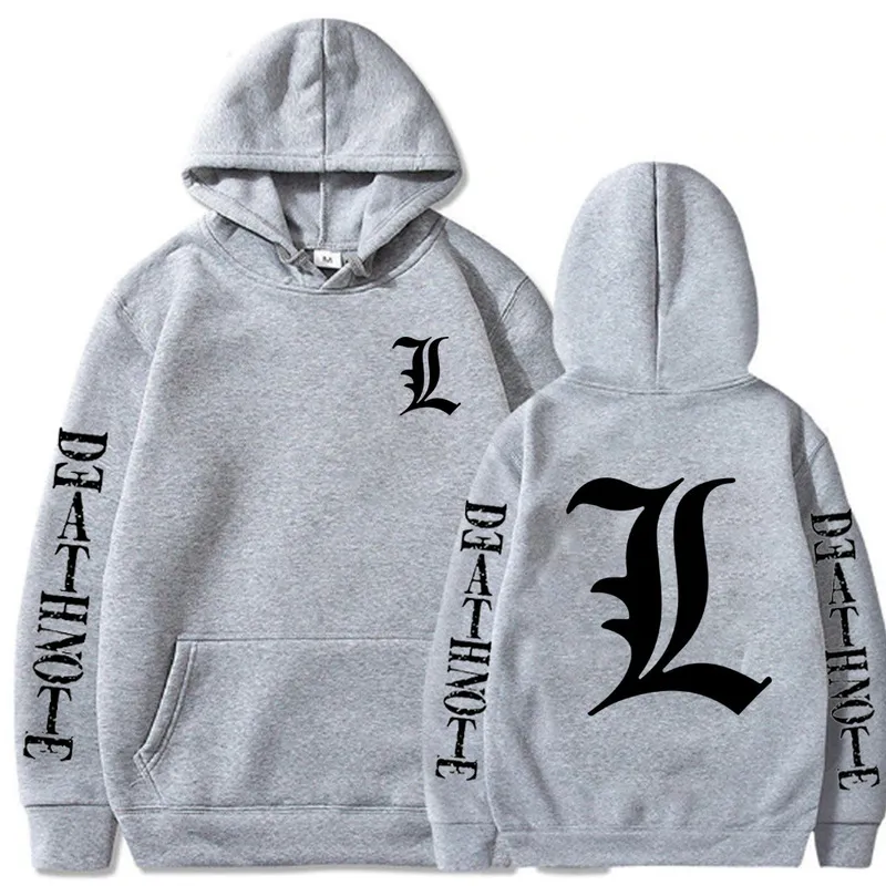 Oversized Men Hoodie Death Note Unisex s Japanese Anime Printed Men's Streetwear Fleece Casual Sweatshirt 220402