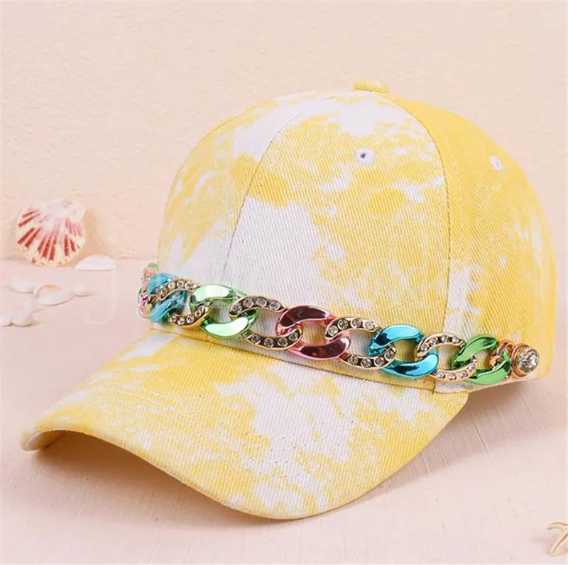 Anillo de Metal para hombres y mujeres, gorras de béisbol de aro geniales, gorras de béisbol deportivas para estudiantes de Hip Hop, gorras de béisbol con cadena de diamantes de imitación de cristal de413