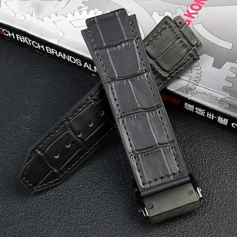 Banda de relógio de couro para Hublot Big Bang Silicone Watch Strap Men Durável Bandeira de pulseira Durável Banda de pulseira