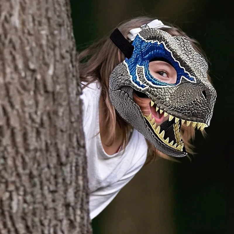 Maschera di dinosauro 3D Giochi di ruolo Puntelli Performance Copricapo Jurassic World Raptor Dinosaur Dino Festival Regali di carnevale 220704