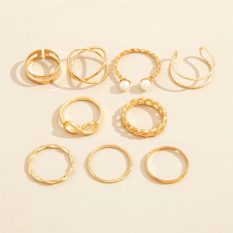 Punk Gold Wide Chain Rings Set For Women Girls Fashion Irregular Finger Thin Gift Female Knuckle Jewelry Party 220719