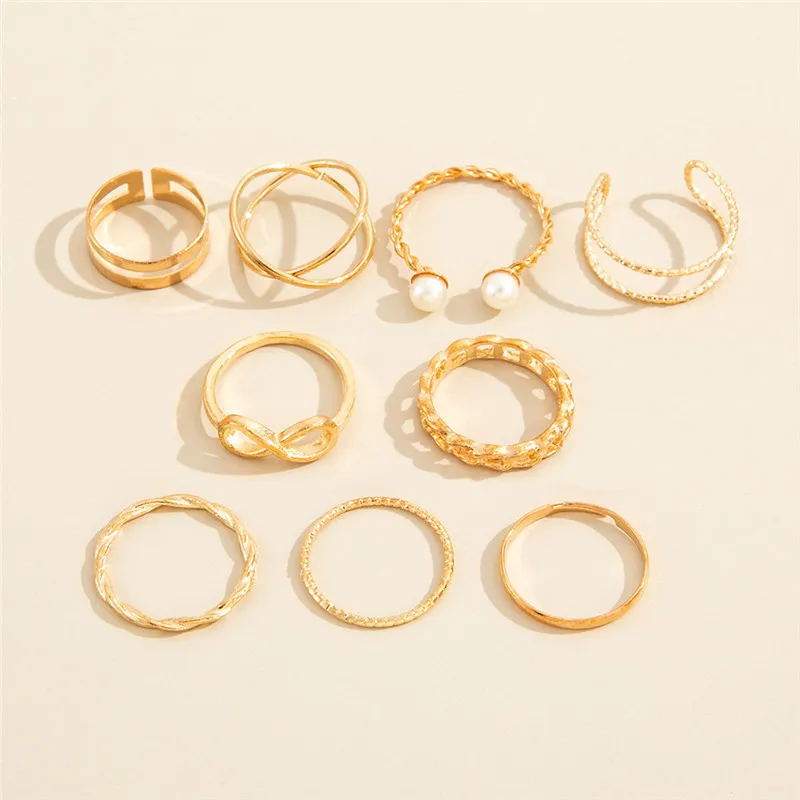 punk oro catena larga anelli set le donne ragazze moda dito irregolare regalo sottile femminile knuckle gioielli partito 220719
