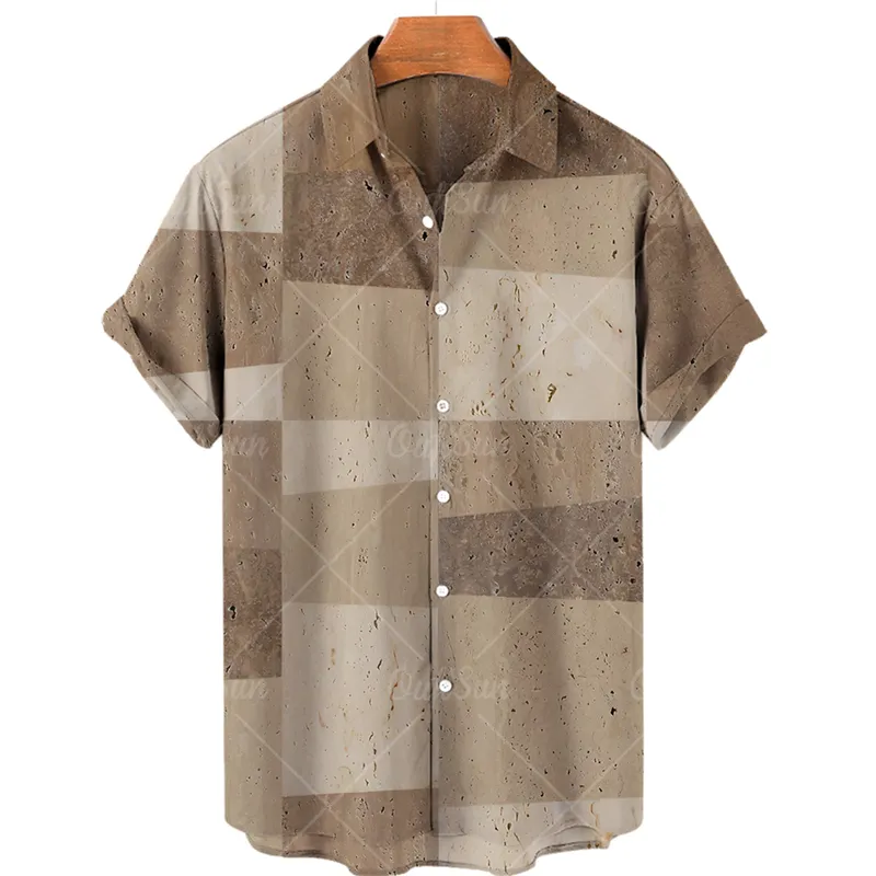 Men's Shirts Casual Striped Hawaiian Print Short Sleeve Tops Lapel Shirts Harajuku Summer Men's Shirts 5xl 220801